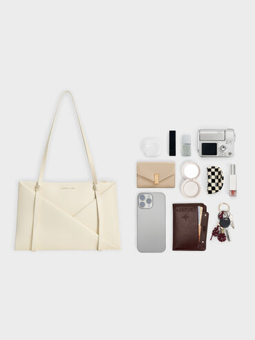 Borsa tote geometrica Midori, Crema, hi-res