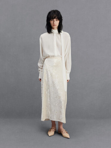 Mules à double bride salomé en cuir, Beige, hi-res