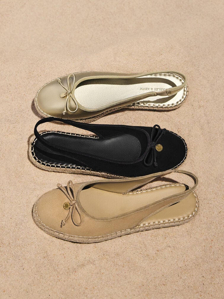 Espadrilles mit Schleife und Slingback-Riemen, Sandfarben, hi-res