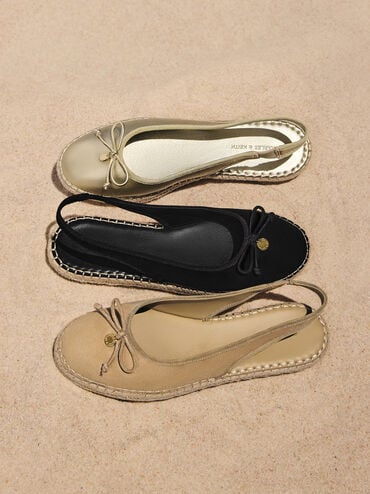 Espadrilles mit Schleife und Slingback-Riemen, Sandfarben, hi-res