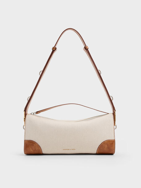 Delfina Canvas Elongated Shoulder Bag, Multi, hi-res