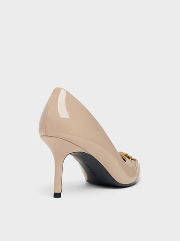 Spitze Lack-Pumps mit Metallschnalle, Nude, hi-res