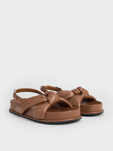 Rosetta Knotted Puffy Sandals, Cognac, hi-res