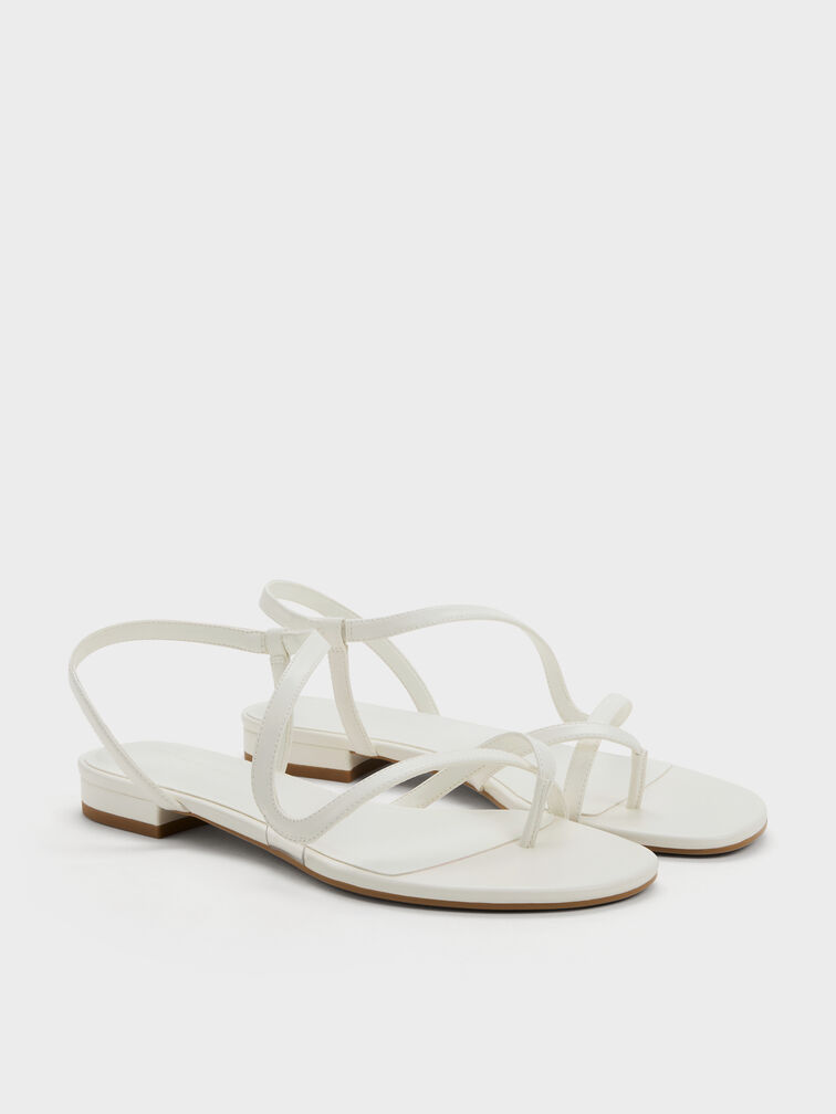 Arden Wavy Strappy Toe-Ring Flat Slingback Sandals, Chalk, hi-res