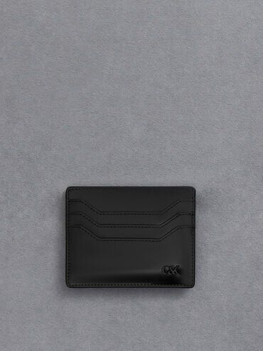 Black Carli Leather Multi-Slot Card Holder - Black - CHARLES