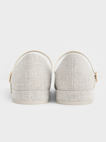 Mary Janes aus Tweed mit runder Zehenpartie, Hellgrau, hi-res