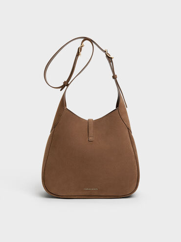 Adalyn Recycled Suede Hobo Bag, Mocha Brown, hi-res