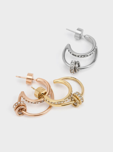 Hermione Crystal Crescent Earrings, Gold, hi-res