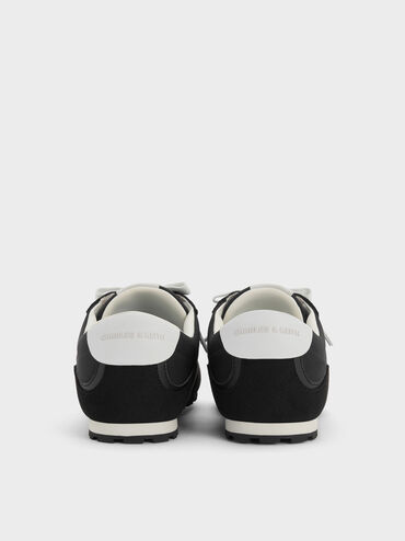 Sneakers aus Nylon mit Kontrast-Einsätzen und Schnürung, Schwarz mit Textur, hi-res