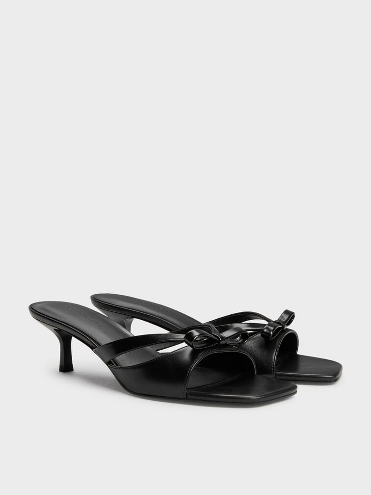 Mules Kaleen con tacco a gattino, Nero, hi-res