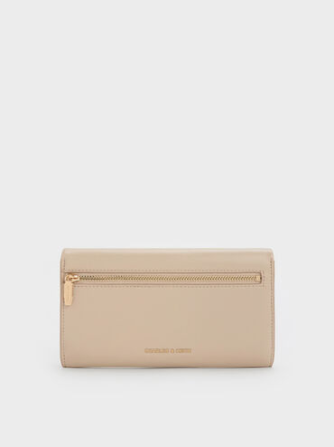 Lilibet Metallic-Accent Chain-Strap Long Wallet, Dusted Oat, hi-res