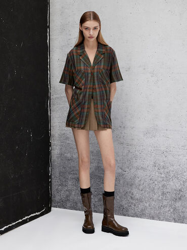 Side-Zip Lug-Sole Calf Boots, Dark Brown, hi-res