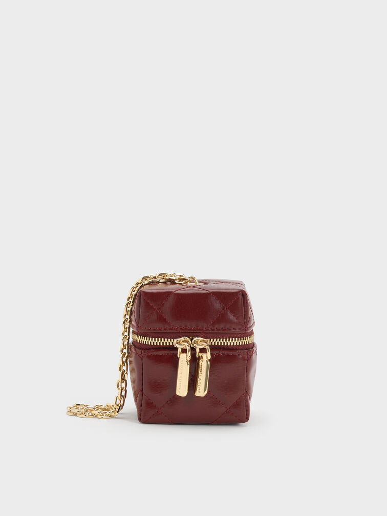 Janie Quilted Micro Bag, Burgundy, hi-res