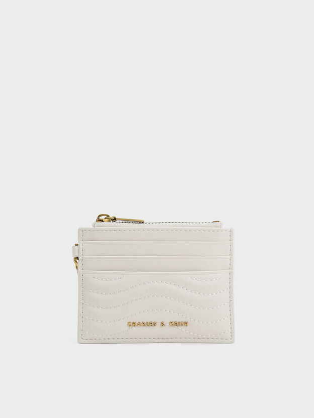Aubrielle Wavy-Stitch Card Holder, Cream, hi-res