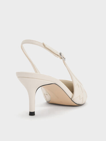 Bombas Slingback de bico fino tecido, Giz, hi-res