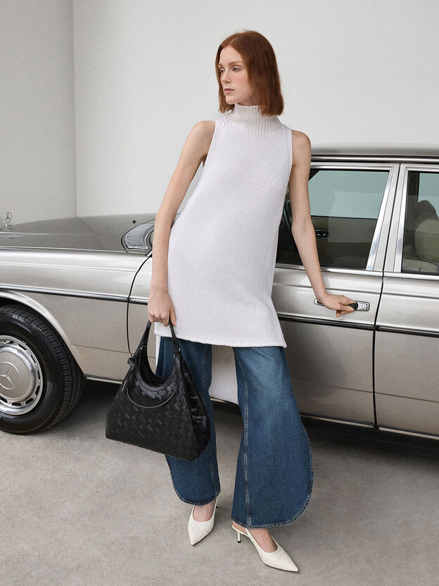 Ivette Woven Tote Bag, Noir, hi-res