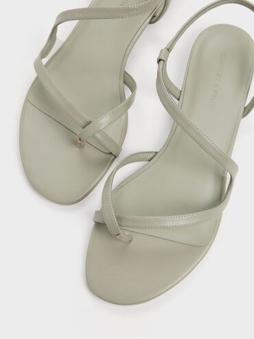 Arden Wavy Strappy Toe-Ring Flat Slingback Sandals, Mint Green, hi-res