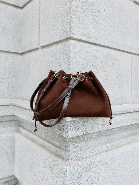 Sac seau &agrave; cordon Moxie, Marron Fonc&eacute;, hi-res