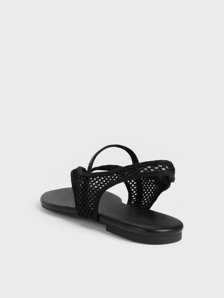 Ellory Slingback-Zehentrenner aus Mesh, Schwarz mit Textur, hi-res
