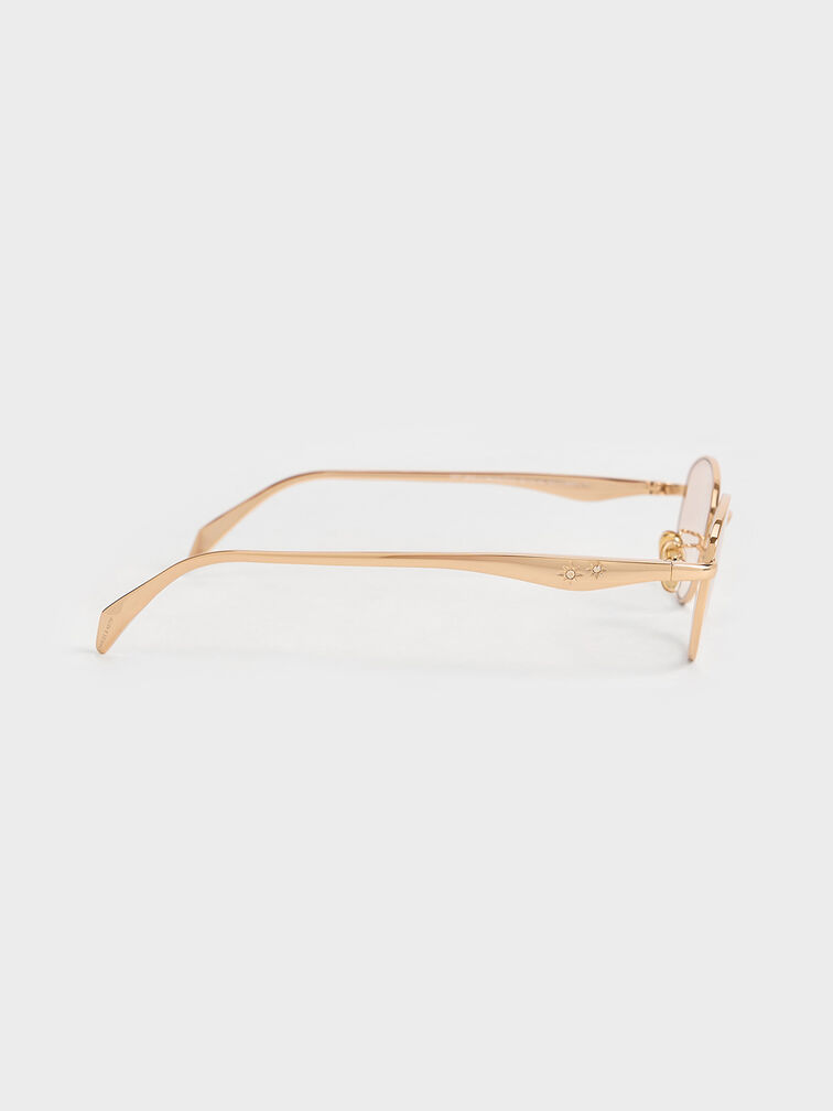 Occhiali da sole ovali Celestia Crystal-Accent, Oro, hi-res