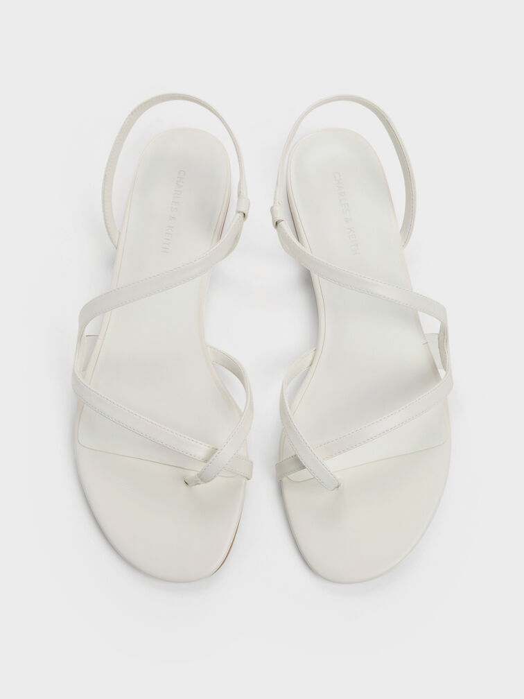 Arden Wavy Strappy Toe-Ring Flat Slingback Sandals, Chalk, hi-res