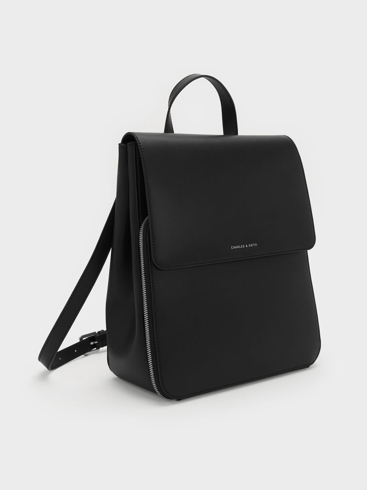 Octavia Front Flap Structured Backpack, Noir, hi-res