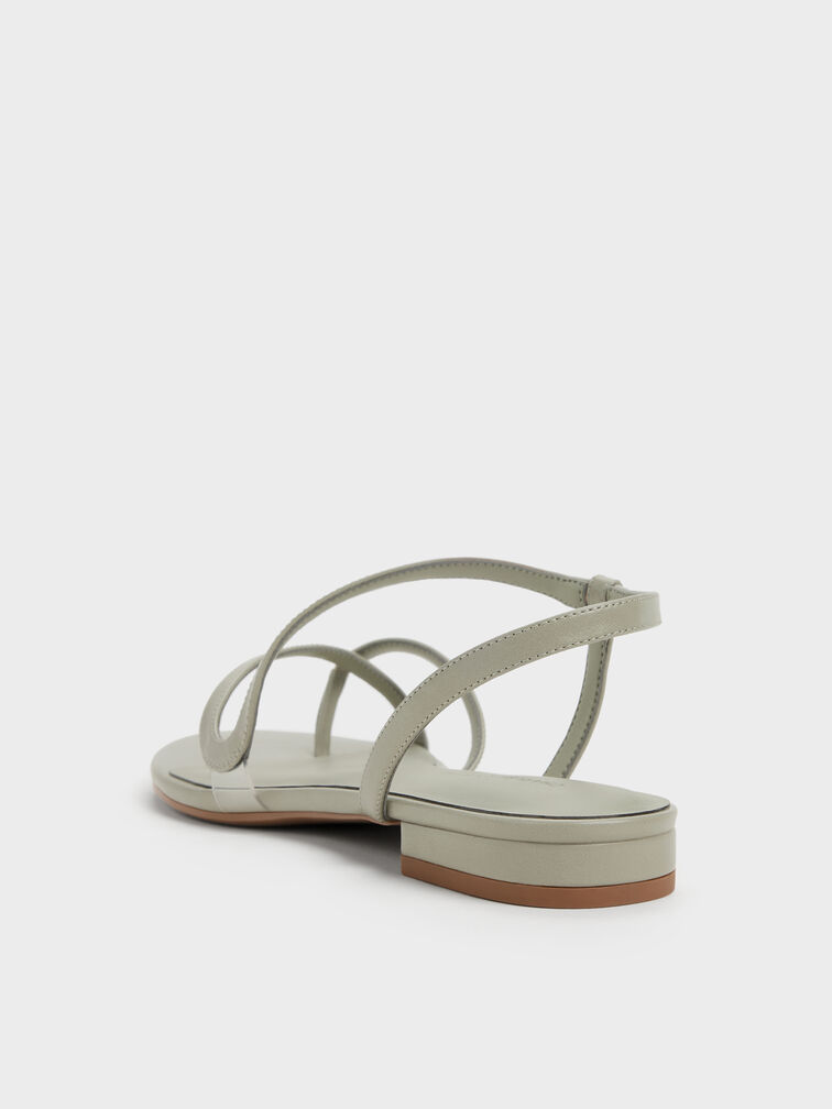 Arden Wavy Strappy Toe-Ring Flat Slingback Sandals, Mint Green, hi-res