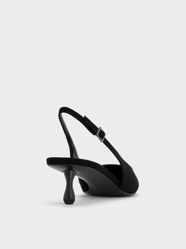 Ruthie Faux Suede Slingback Pumps, Black Textured, hi-res