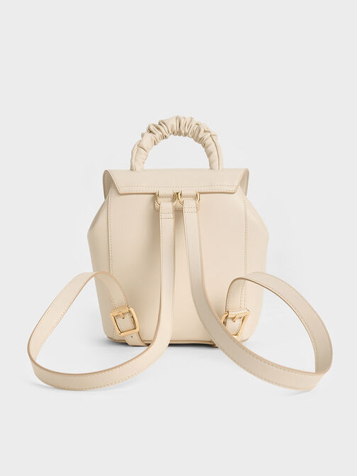 Eve Ruched-Handle Backpack, Beige, hi-res