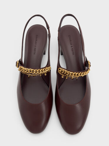 Mary Jane slingback-pumps med dobbeltk&aelig;de, Bourgogne, hi-res