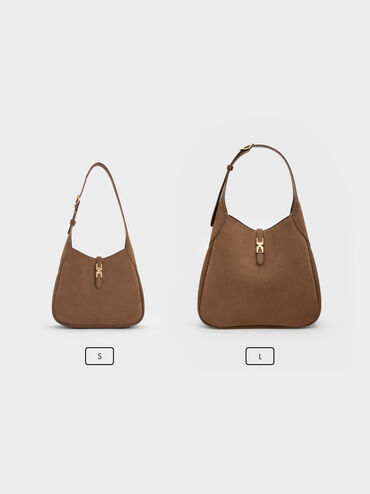 Adalyn Recycled Suede Hobo Bag, Mocha Brown, hi-res