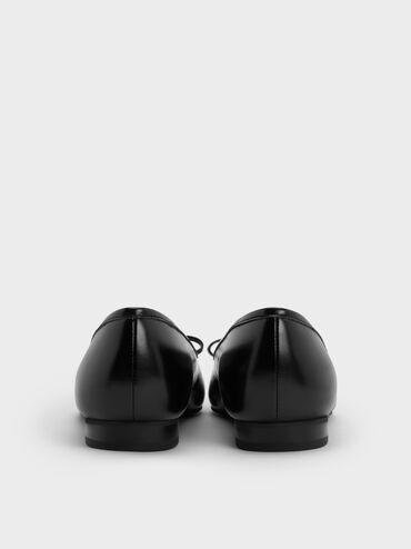 Bow Metallic-Accent Pointed-Toe Ballet Flats, Black, hi-res
