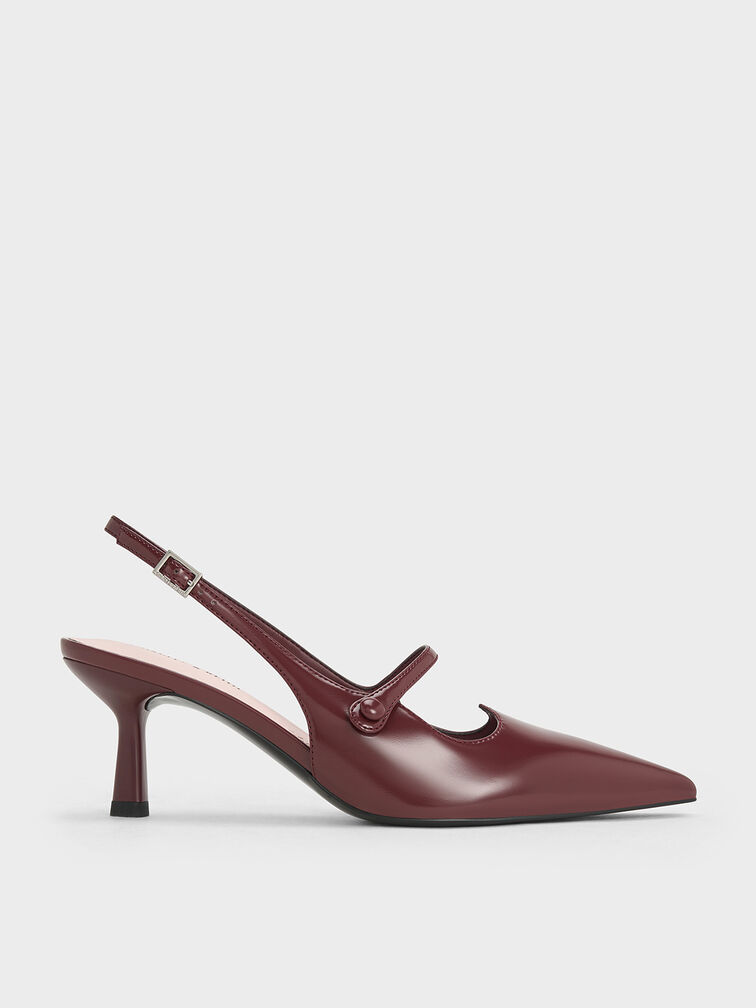 Bombas Mary Jane Slingback de bico fino, Borgonha, hi-res