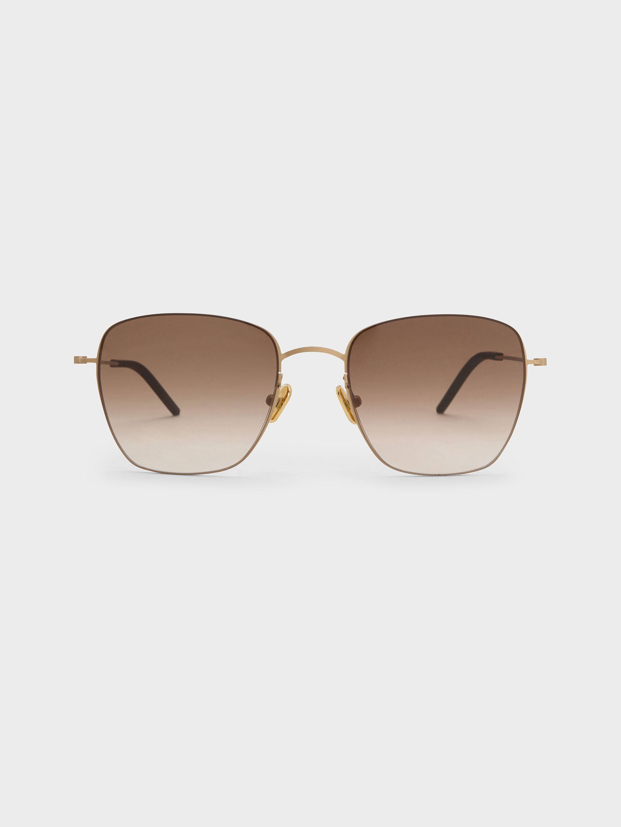 Light Gold Miranda Square Sunglasses - Light Gold - Accessories