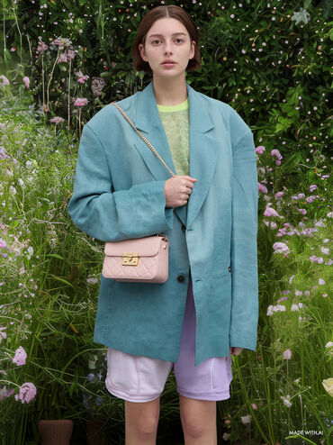 Alva Quilted Chain-Handle Bag, Light Pink, hi-res