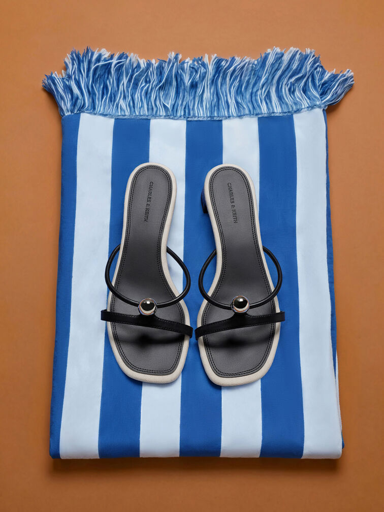 Sabot Georgie con sfere metalliche e tacco, Nero, hi-res