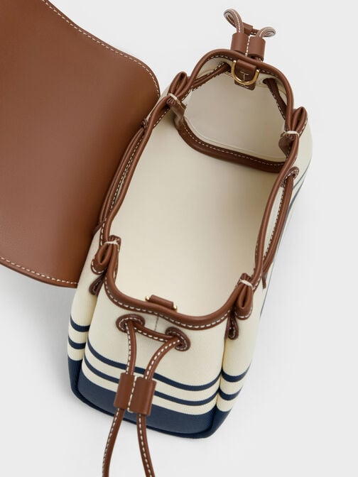 Hanya Gestreifte Canvas-Tasche mit Tragegriff, Multi, hi-res
