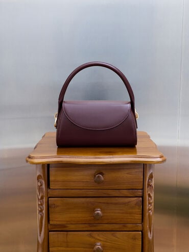 Kaila Front-Flap Top Handle Bag, Wineberry Red, hi-res