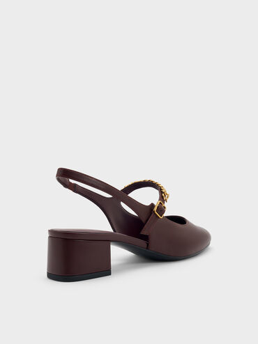 Mary Jane slingback-pumps med dobbeltk&aelig;de, Bourgogne, hi-res