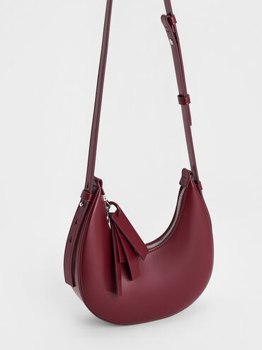 Carey Crescent Hobo Bag, Burgundy, hi-res