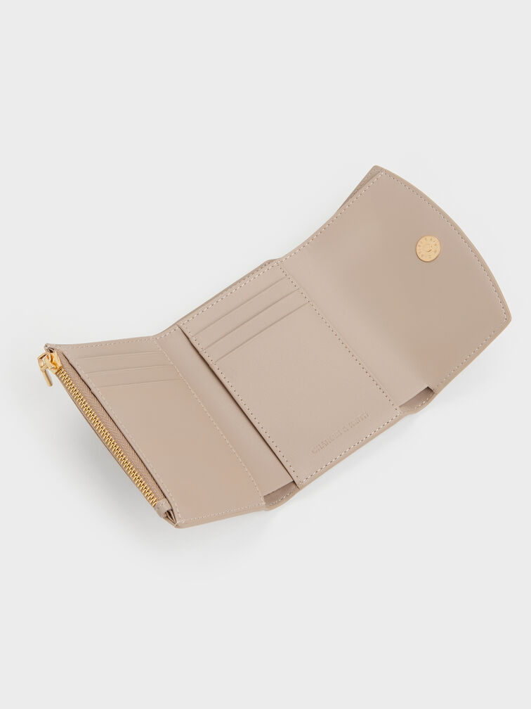 Briony Curved Flap Wallet, Taupe, hi-res
