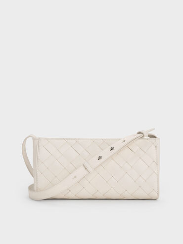 Torba na ramię Ivette Woven Elongated, Kremowy, hi-res
