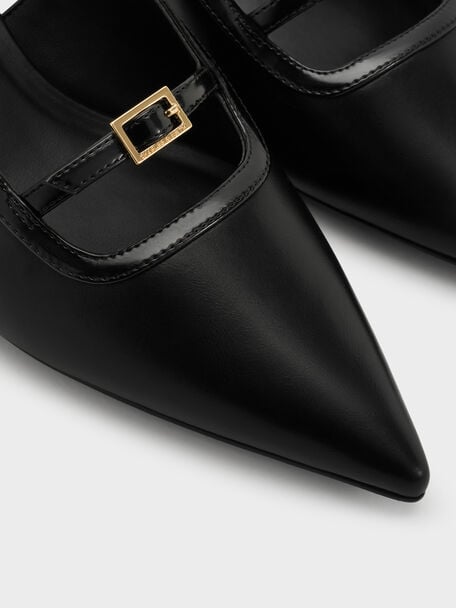 Zapatos destalonados con hebilla, Negro, hi-res