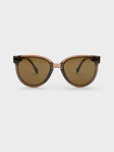 Brea Foldable Aviator Sunglasses, Chestnut Brown, hi-res