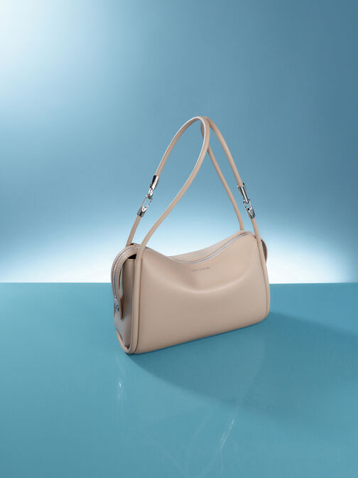 Lyla Tubular Slouchy Shoulder Bag, Taupe, hi-res