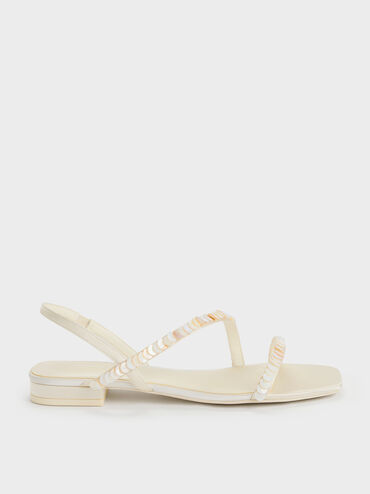 Briella paljettprydda sandaler, Cream, hi-res