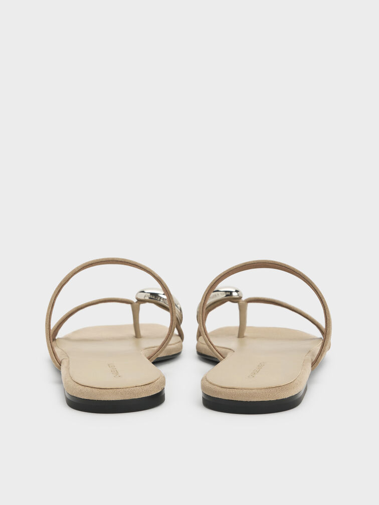 Raina Faux Suede Toe-Ring Sandals, Taupe, hi-res