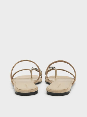 Raina Faux Suede Toe-Ring Sandals, Taupe, hi-res