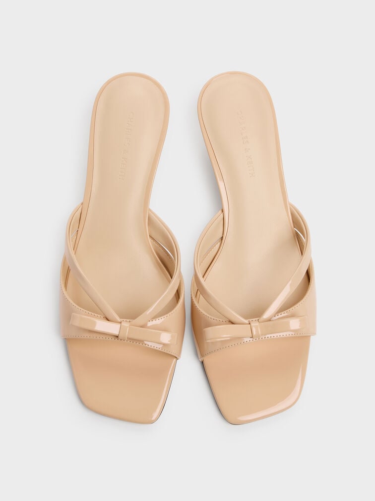 Mules Kaleen in vernice con tacco a gattino, Nude, hi-res