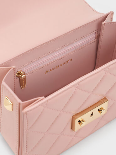 Alva Quilted Chain-Handle Bag, Light Pink, hi-res